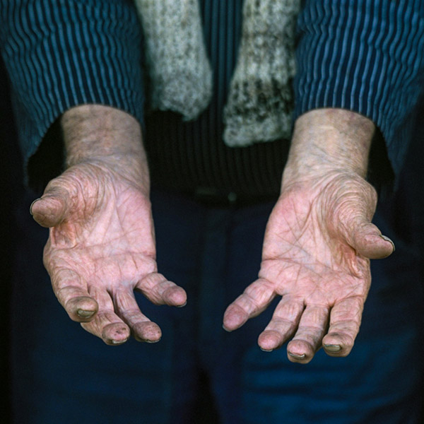 Foto van de geleefde handen van Reid